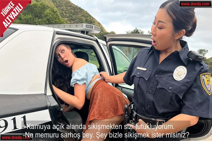 Umuma Açık Alanda Sikişen Çifti Yakalayan Asyalı Kadın Polise Sikişerek Direniş